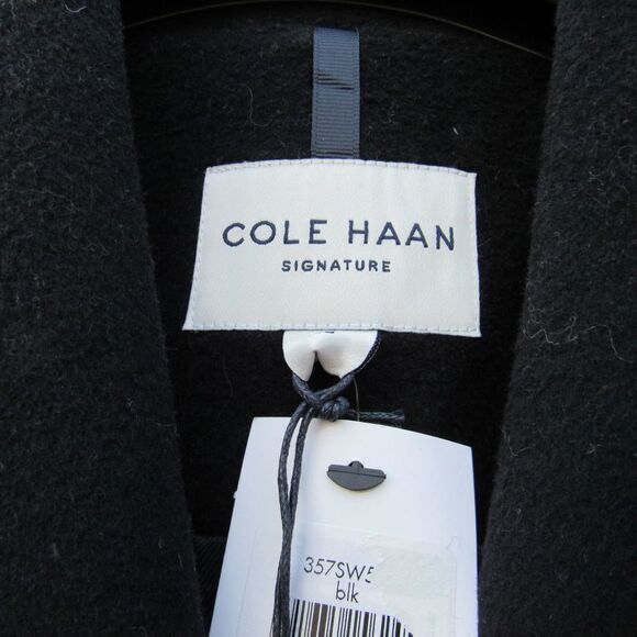Cole Haan Wool Blend Wrap Coat Black SZ 10 - Picture 3 of 8